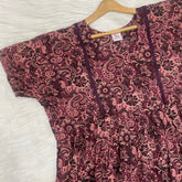 Frock Feeding Nighty, Free Size, Ankle Length, Tie-Up, Puff Sleeve Sleepwear in Softest Cotton Fabric (Bra Size 34"-38" | 50”-52″ length)